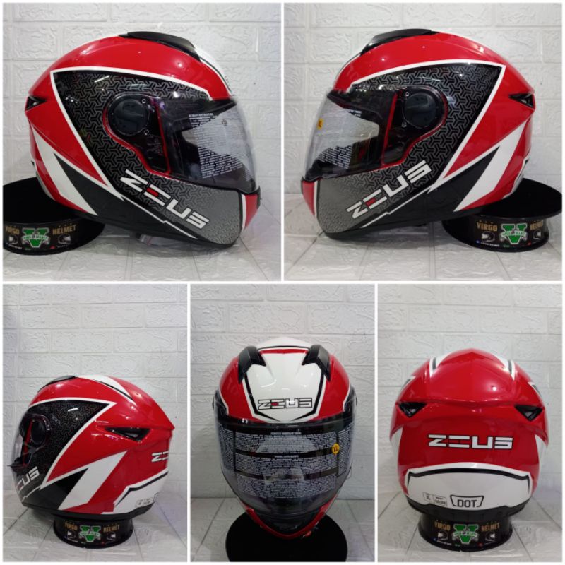 ZEUS HELM ZS 811 MOTIF BLACK RED FLUO ZEUS 811 ORIGINAL TERMURAH