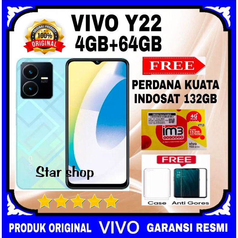 VIVO Y22 4/64 GB Helio G85.Camera 50MP GARANSI RESMI - VIVO Y22 RAM 4GB+64GB