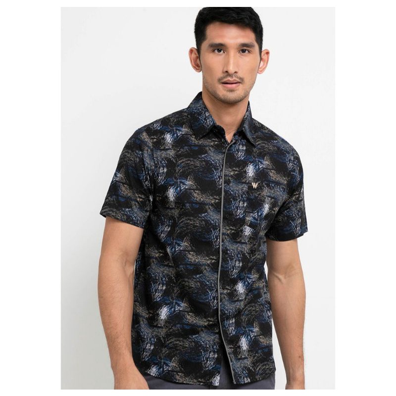 Kemeja WALRUS STUDIO Original Motif Abstrak Hitam