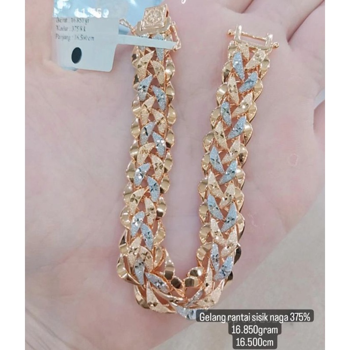 Gelang emas sisik naga kadar 375%