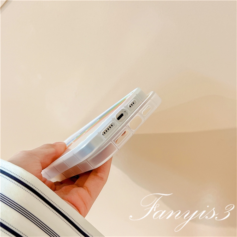 Compatible For iPhone 14 13 12 11 Pro Max X XR Xs Max 8 7 6 6s Plus SE 2020 Soft Case Pelindung Desain Telinga Kucing Warna Pelangi Untuk