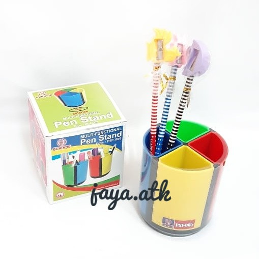 TEMPAT PULPEN ALAT TULIS MEJA PEN HOLDER PEN STAND PUTAR PLASTIK WARNA WARNI PST 005