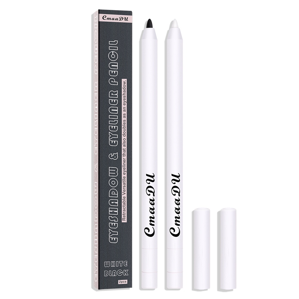 CMAADU EYESHADOW &amp; EYELINER PENCIL Pensil Matte 2pcs Hitam &amp; Putih Pencil Waterproof
