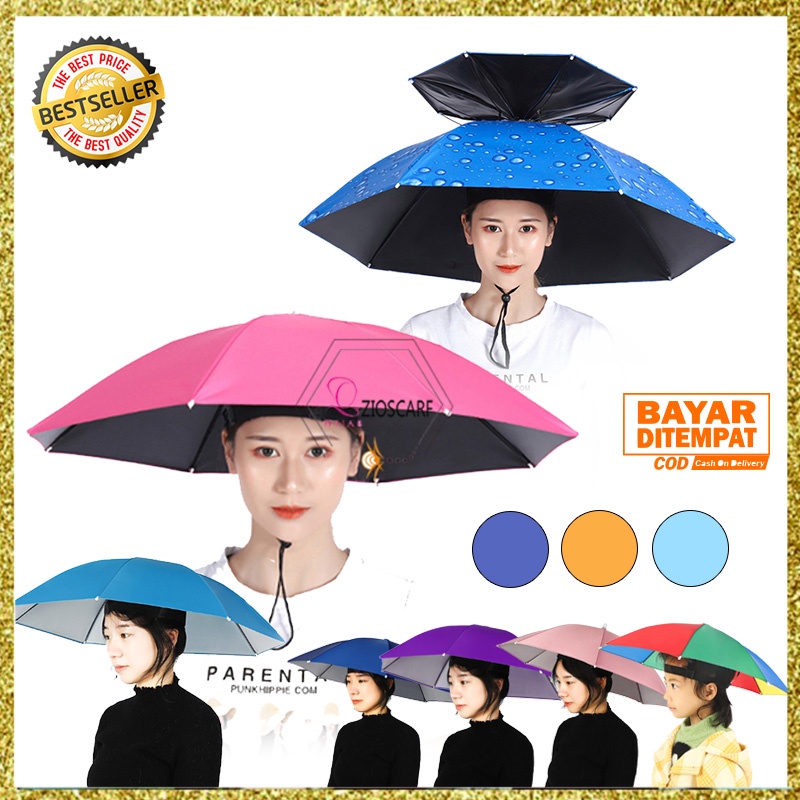 PAYUNG PANCING KEPALA ANTI UV POLOS TOPI POLOS HEADBAND KOKOH TEBAL 8 TULANG/JARI UB