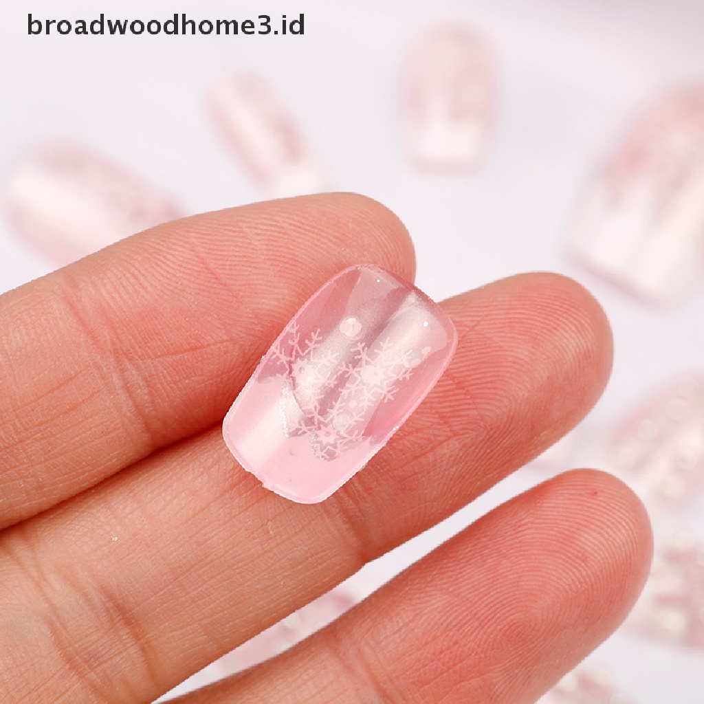 24pcs Kuku Palsu Akrilik Uv Gel Motif Snowflake Untuk Nail art