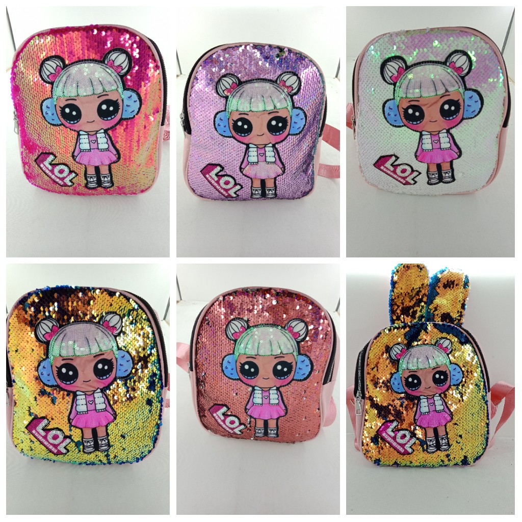 TAS ANAK USAP / TAS RANSEL SEQUIN / RANSEL SEQUIN TAS USAP GLITTER TELINGA KELINCI LED NYALA