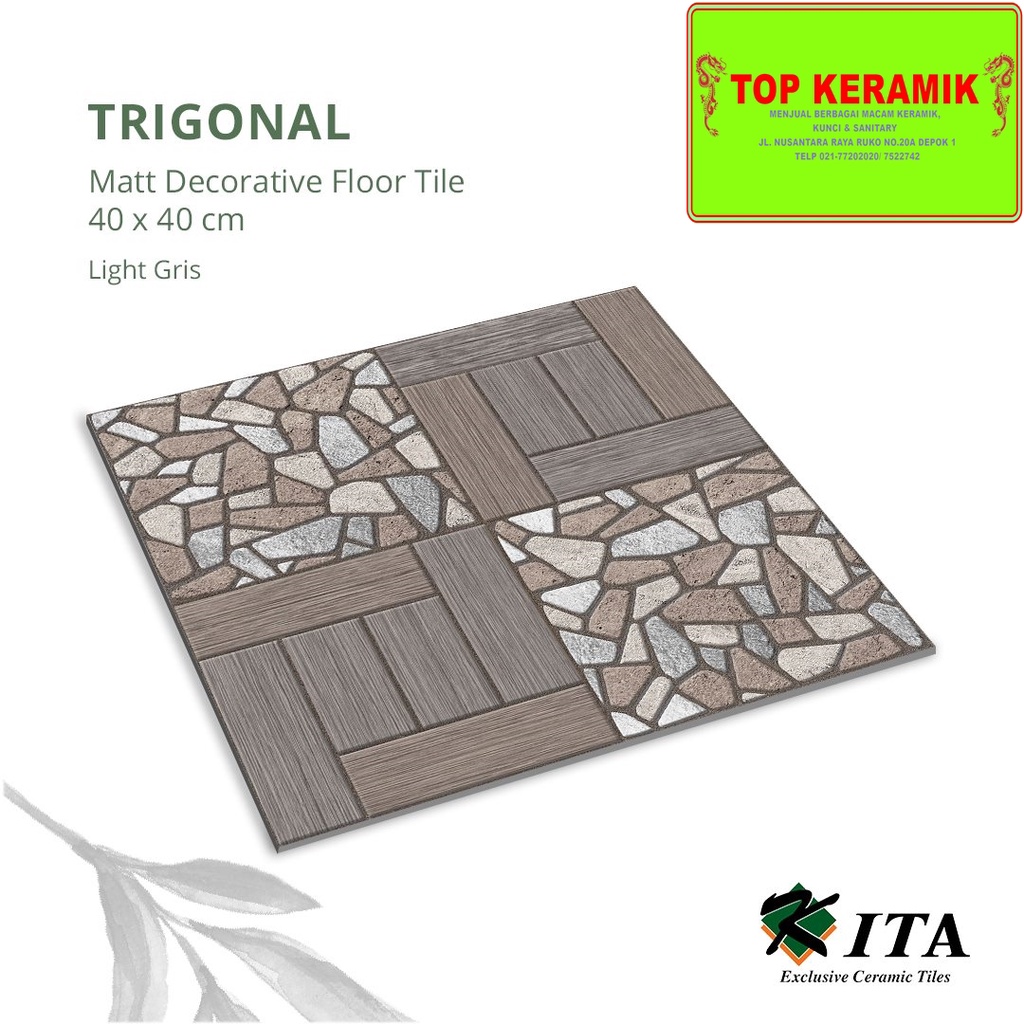 Keramik Lantai Kita 40x40 Trigonal Light Griss Kw 1