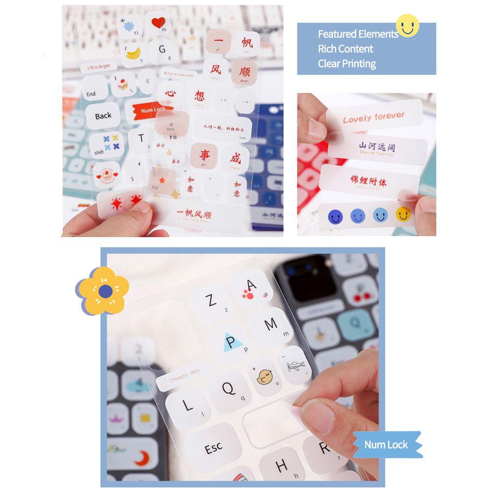 Mxbeauty Stiker Keyboard Laptop PC 1Pc Diary Sticker Hand Akun DIY Dekorasi Keyboard Telepon Alat Tulis Anak Handbook DIY Bahan