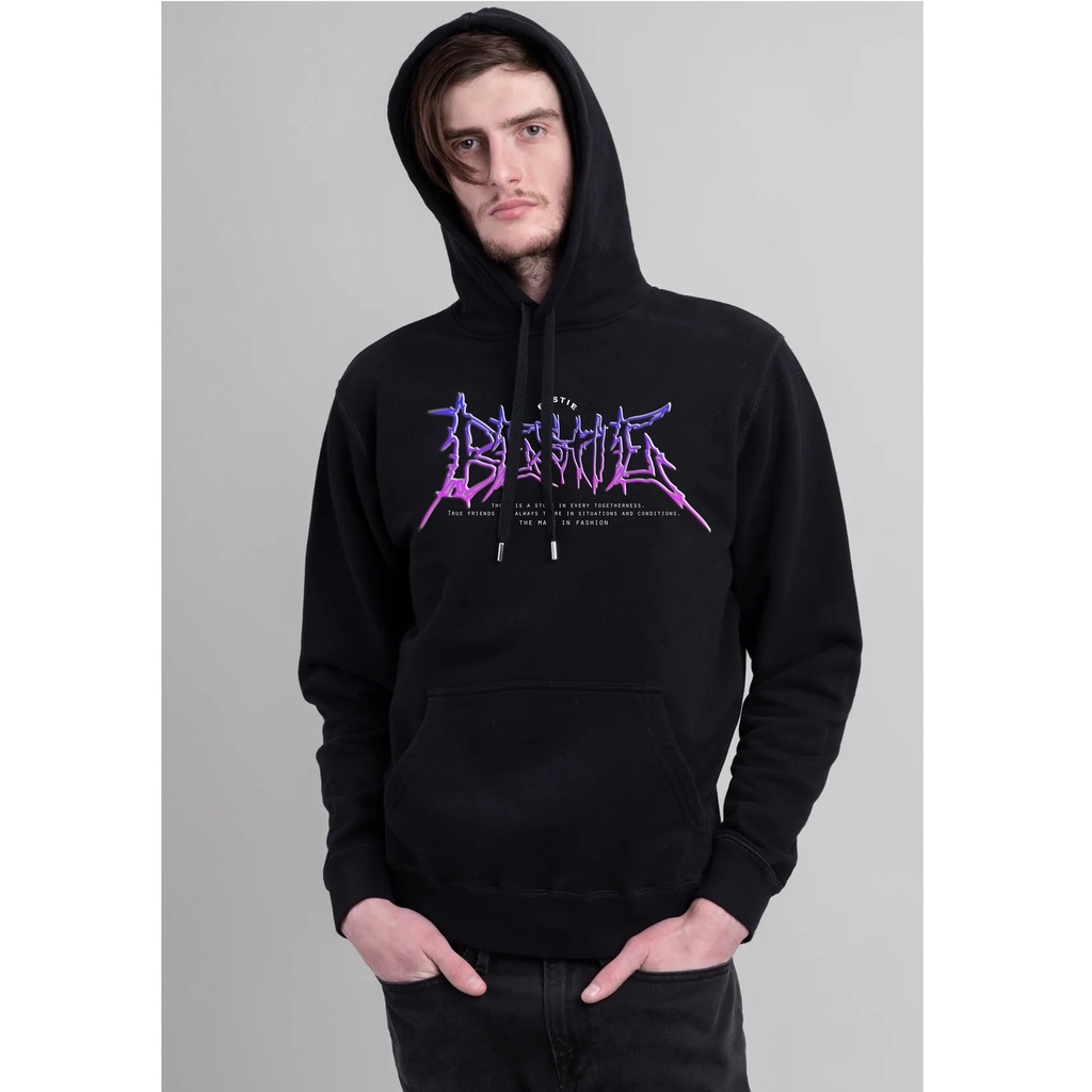 Sweater Hoodie Motif Aesthetic Font Metal Model Terbaru Original / Sweater Hoodie Tulisan Keren Distro / Jaket Hoodie Bestie-Aesthetic-No Problem-Gambar Sayap