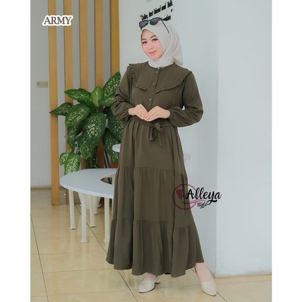 Gamis Terbaru Kinan Dress/ Produk Original By Alleya/ Gamis Busui Bahan Tifani Crepe