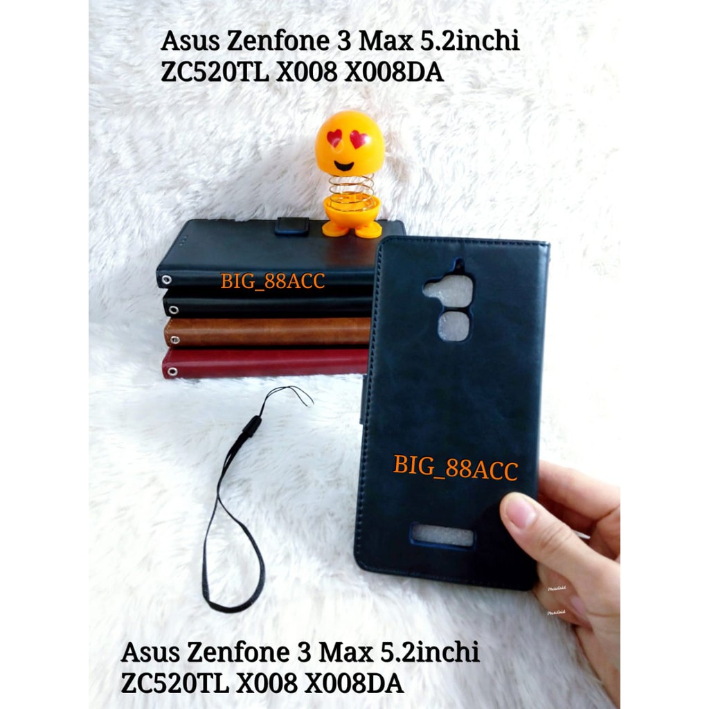 Leather Case Flip Cover Asus Zenfone 3 Max 5.2inchi ZC520TL X008DA  Sarung Dompet Kulit