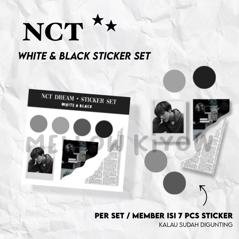 

mellow kiyow | NCT 2020 - OT 23 Sticker Sheets Aesthetic White & Black Boyfriend Material
