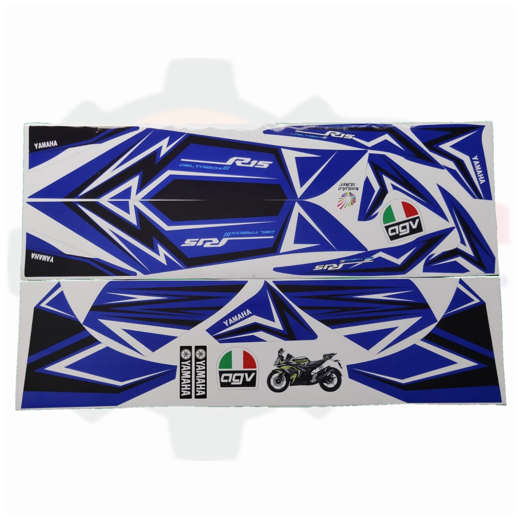 Stiker variasi motor R15 v2 hitam biru