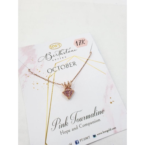 Rantai emas asli HWT BIRTHSTONE OCTOBER kadar 17k