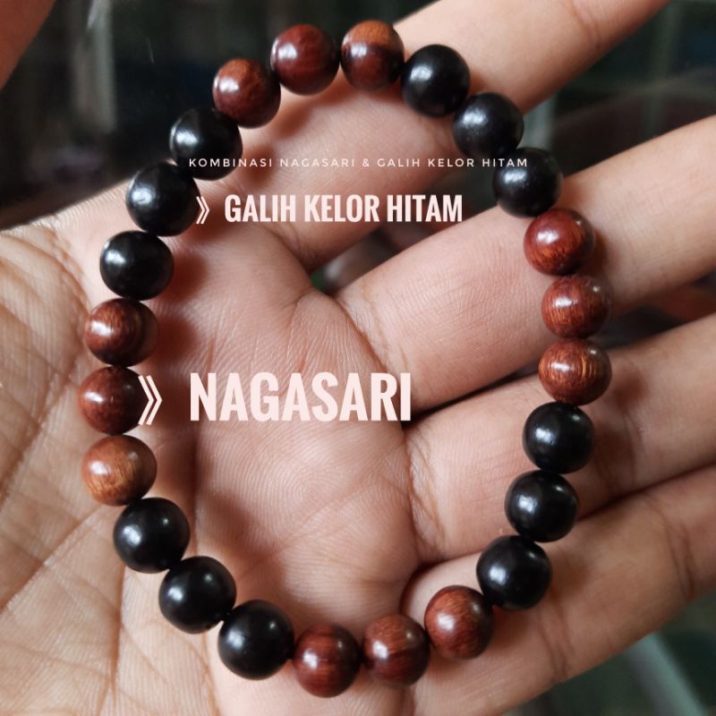 Gelang kombinasi kayu galih kelor hitam nagasari