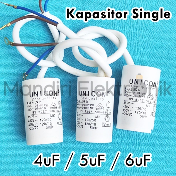 Kapasitor Mesin Cuci / Pompa Air Single 4 5 6 8 Mikro - Kapasitor Mesin Cuci 4uF 5uF 6uF 8uF