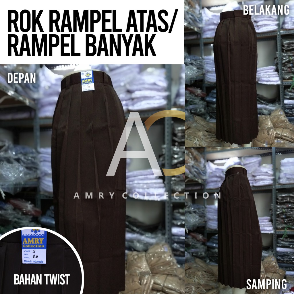 Rok sekolah SMP SMA Rok panjang Rempel atas Cokelat Hitam Rok sekolah SMP SMA Rok panjang Rempel atas Cokelat Hitam