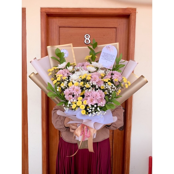 (GRAB ONLY) FRESH FLOWER BOUQUET WITH PHOTOS - BUNGA ASLI