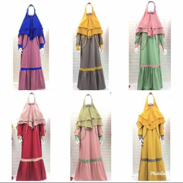 Gamis anak najwa sporty satu set Khimar