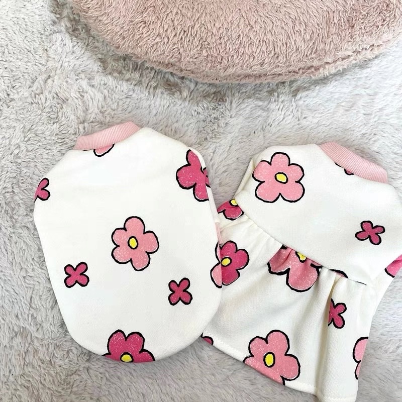 Pink Flower Top &amp; Dress for Cat Dog Baju Anjing Kucing Lucu