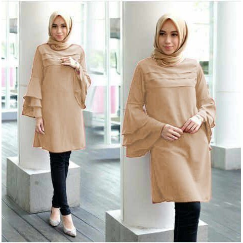 [Tunik Katty varian warna SW] tunik wanita wolly crepe ABU/BABYPINK/MOCCA/TOSCA/HITAM