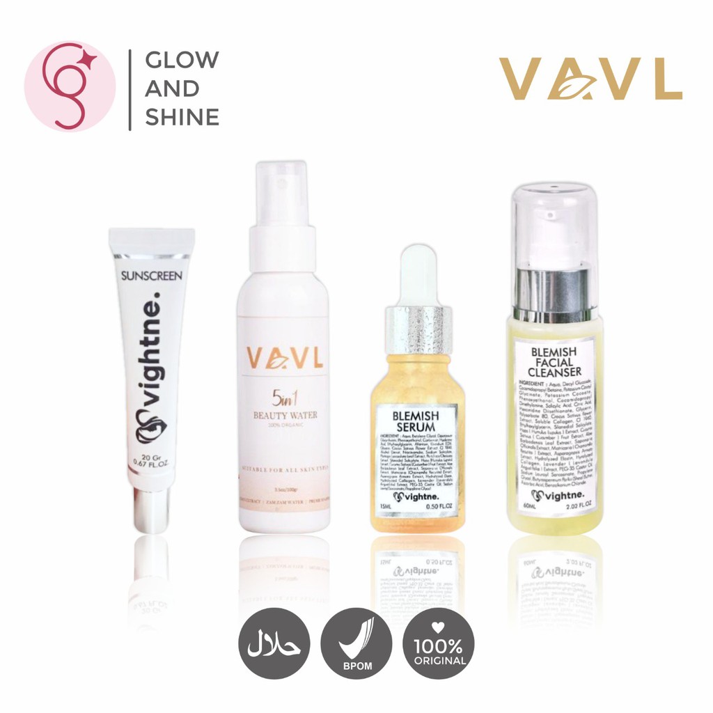 ✷GS✷ VAVL Skincare | Beauty Water | Blemish Serum | Blemish Facial Cleanser | Vightne Sunscreen