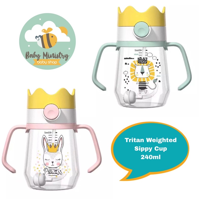 KOKOBEE - Toukie Crown Sippy Cup Weighted Tritan Bottle (240 ml) 6M+/ Nuby Tritan Flip It Glitter 240ML / Coconi / TEMPAT MINUM ANAK