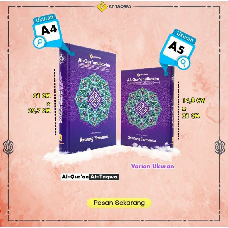 Mushaf Al-Qur'an At-Taqwa Luxury Custom Nama A4