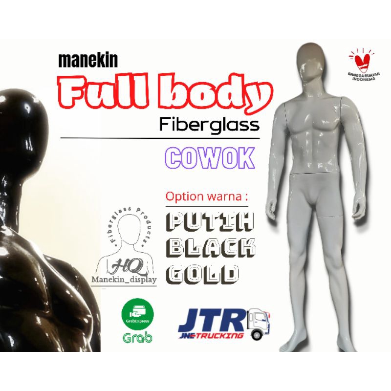 Manekin Full Body Patung Pria Fiberglass Putih/Gold Metallic/Hitam Metallic