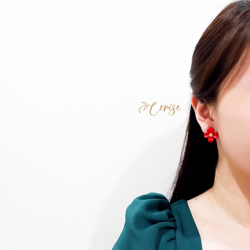 Madelief Earrings | Anting tusuk bunga merah korea cantik aksesoris wanita trendy stylish