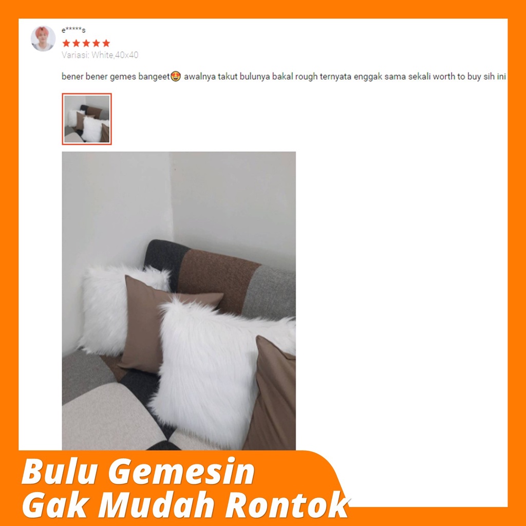 Sarung Bantal Sofa Polos Cover Bulu Korea Kursi Tamu Besar 40x40 45x45 50x50 Aesthetic Minimalis Cantik Panjang Bulu 6CM Lembut Mewah