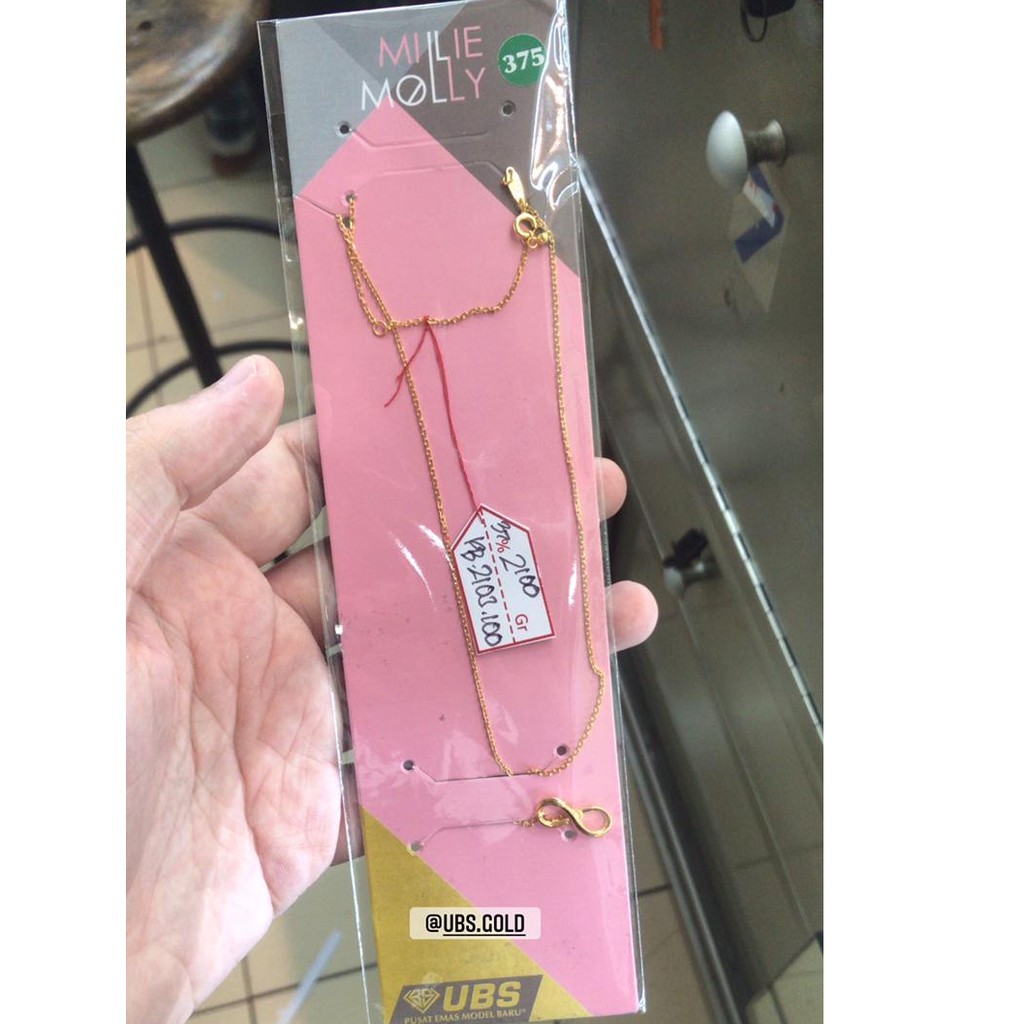 Kalung wanita emas fashion millie molly ubs gold kadar 375 infinity