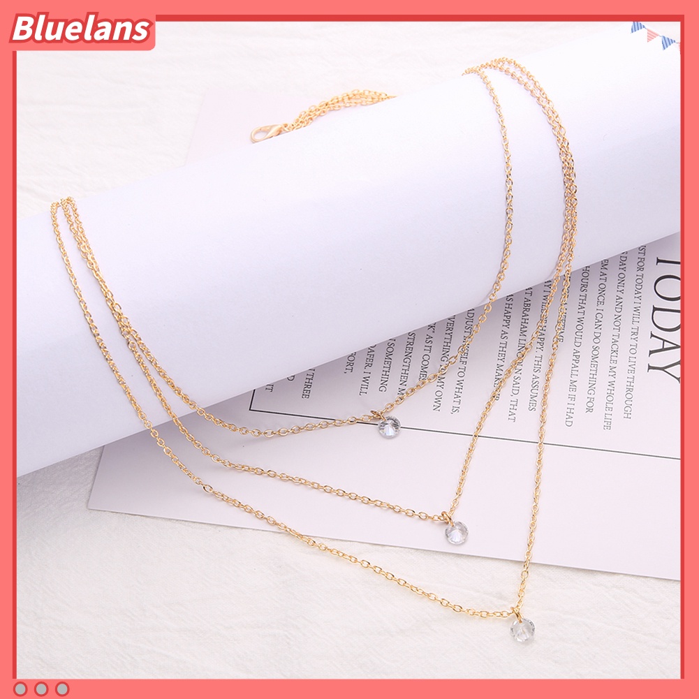 Bluelans Multi-layer Fashion Party Date Jewelry Women Three Rhinestones Choker Necklace