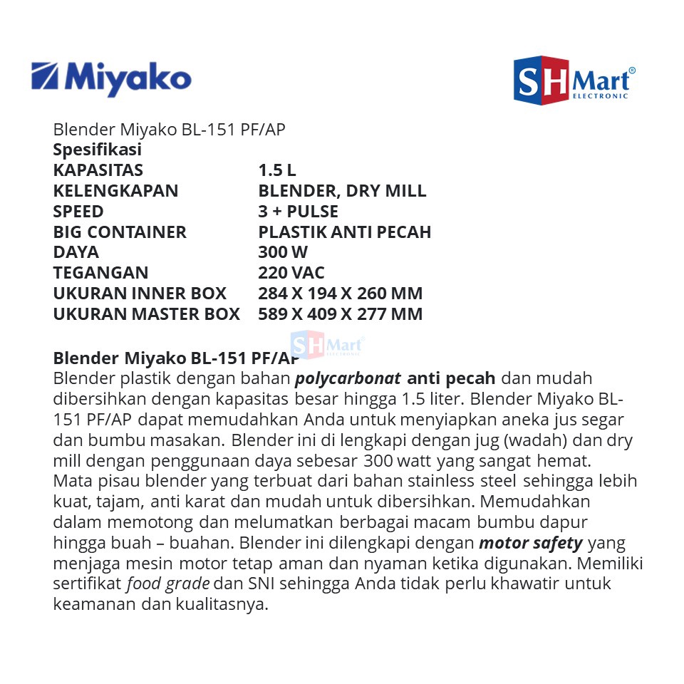 MIYAKO BLENDER BL-151 PF/AP BESAR