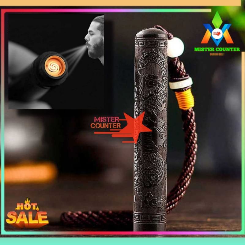 Korek Api Elektrik Sensor Tiup - Korek Api Charge Unik Motif Dragon - Korek Cas