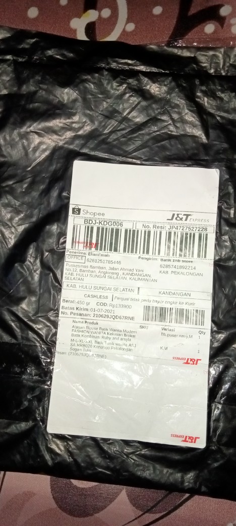 M-l-xl-xxl Batik Tunik Wanita Asj Sa Hrb026 Kenongo Pekalongan Sogan Tulis