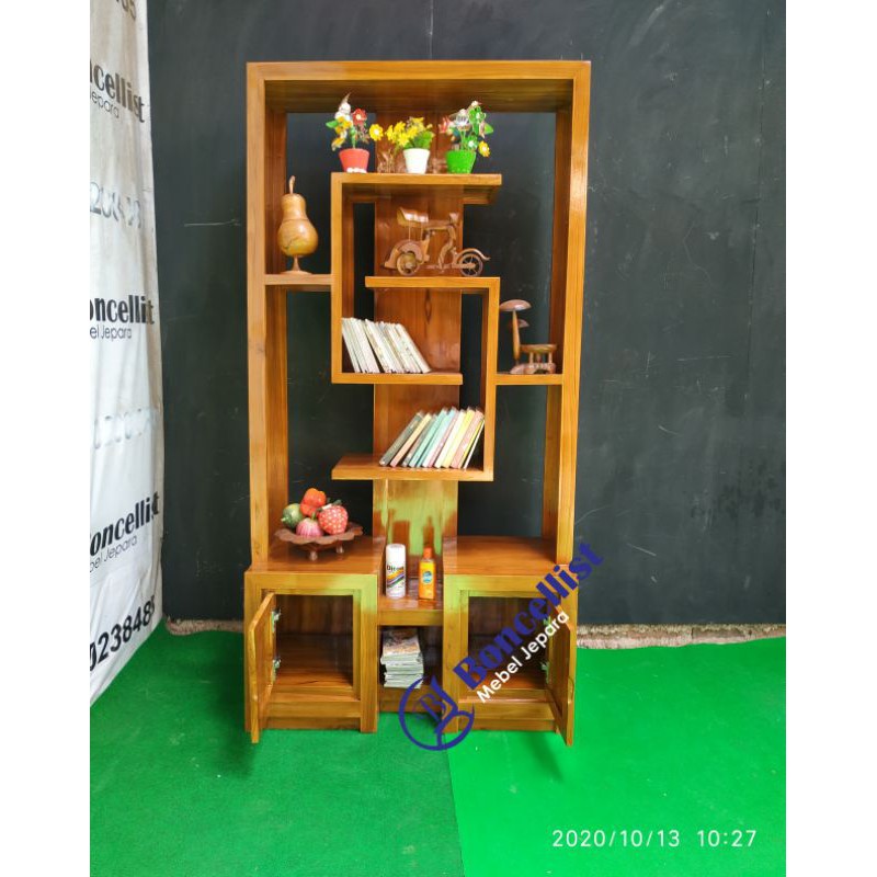 lemari pajangan/lemari buku /partisi minimalis kayu jati mebel jepara