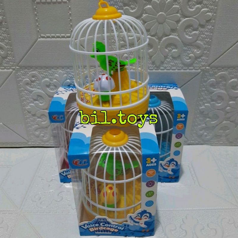 MAINAN ANAK LAKI LAKI PEREMPUAN BURUNG SANGKAR TEPUK BERKICAU VOICE CONTROL BIRDCAGE FU 1138 MAINAN BURUNG SANGKAR ANAK