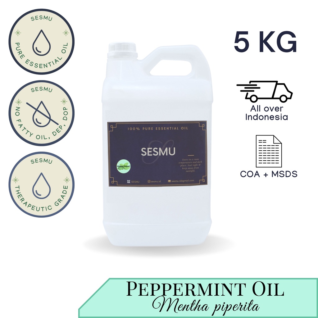 5 KG / 5 L / 5000 ML PEPPERMINT 100% PURE ESSENTIAL OIL / MINYAK ATSIRI