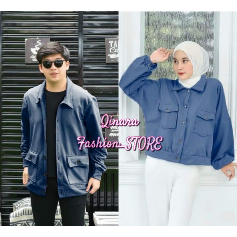 Jaket Sweater Couple Pakaian Pria Wanita Korean style Kekinian RAIHAN &amp; OLIN Terbaru Bahan Fleece Tebal