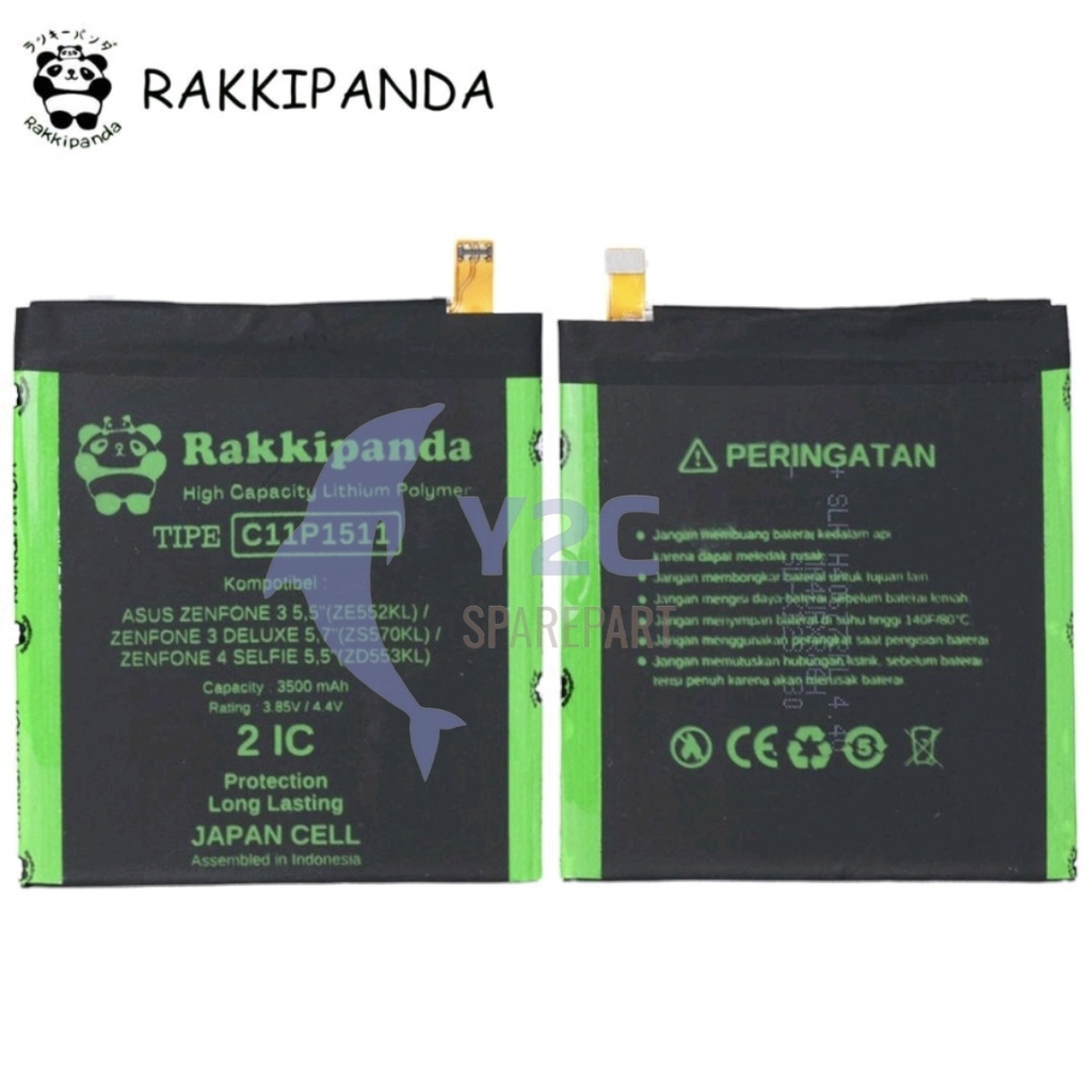 RAKKIPANDA C11P1511 FLEXI LURUS ZENFONE 3 5.5 Z552KL / ZENFONE 4 SELFIE 5.5 ZD553KL / ZENFONE DELUXE 5.7 ZS570KL BATERAI BATRE BATERE BATRAI BATREI DOUBLE POWER