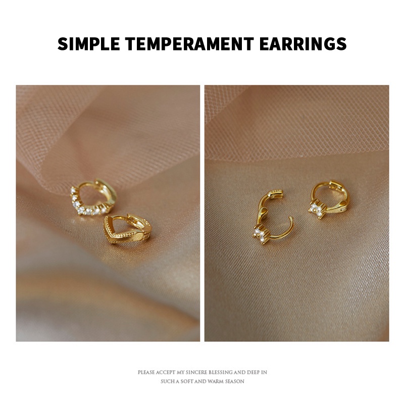 1 Pasang Anting Hoop Zirkon Mini Berlapis Emas 14K Anting Tindik Huggie Anting Tulang Rawan -PD