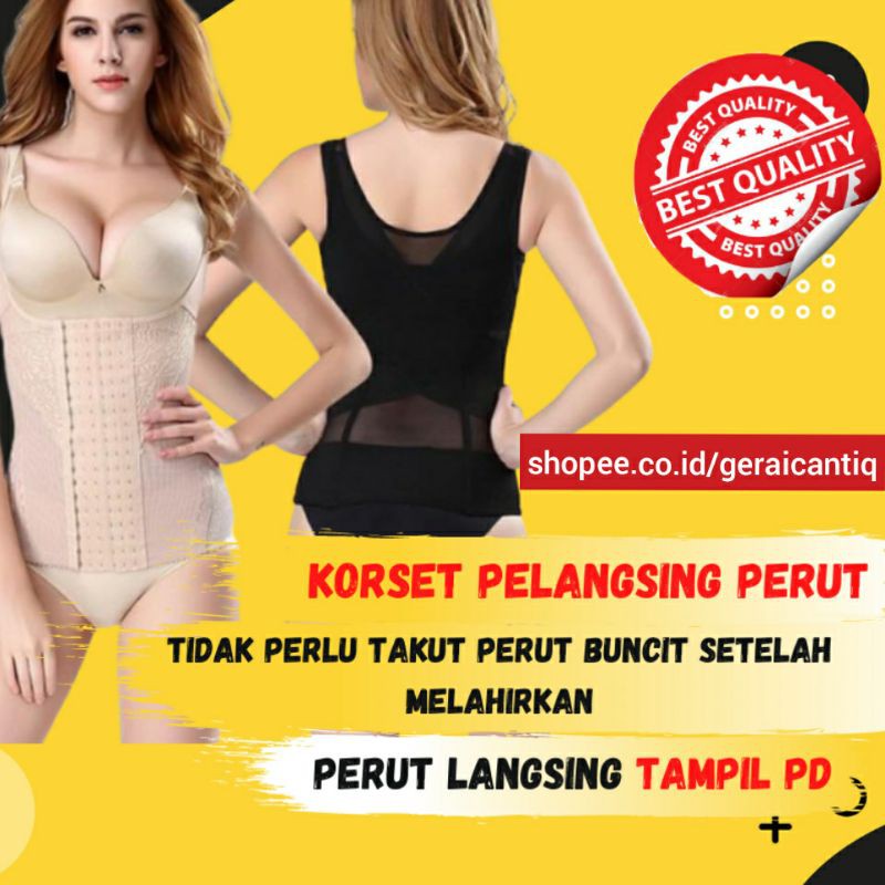 KORSET 6 ROWS HOOKS WAIST CINCHER BODY SHAKER - PELANGSING PERUT LONG TORSO