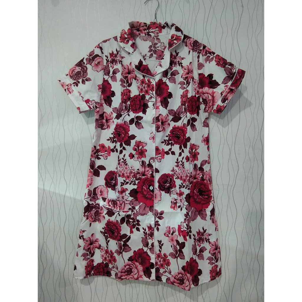 Zelline Official Baju Tidur Piyama Daster flower Fit To XL