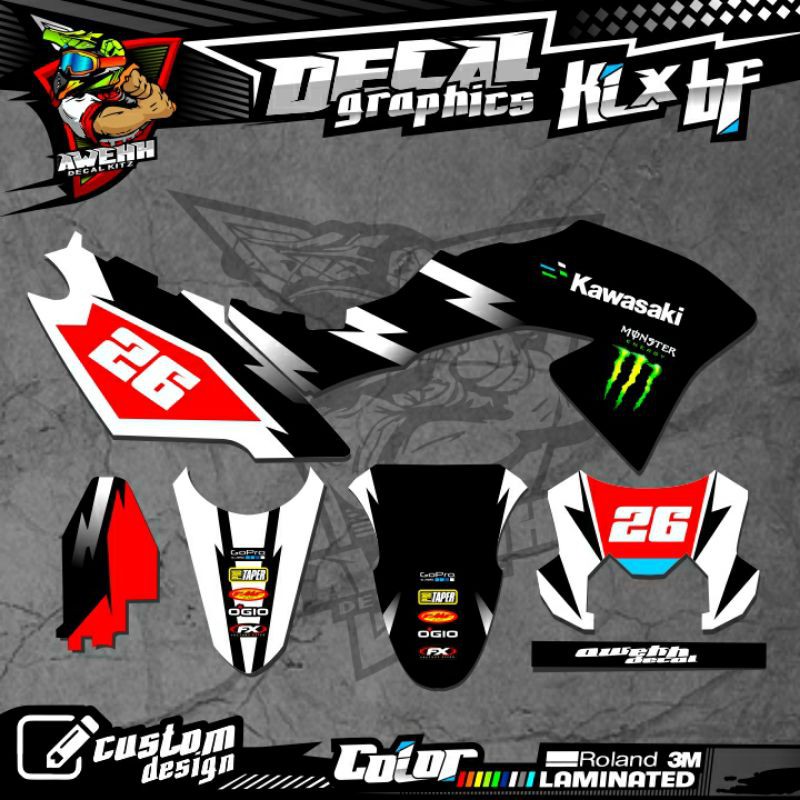 DECAL KLX BF 150 KLX BF KLX LAMA BLACK SIMPLE