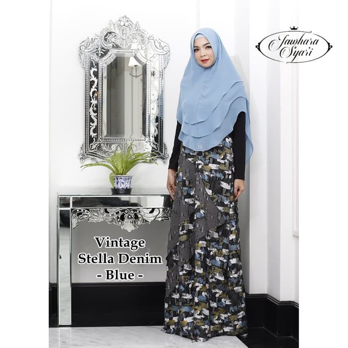 Syari Vintage Stella Denim by Jawhara / Set Dress Khimar