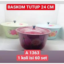 Baskom Tutup 24 CM Baskom Enamel / Mangkok Sayur Sop Stainless Enamel