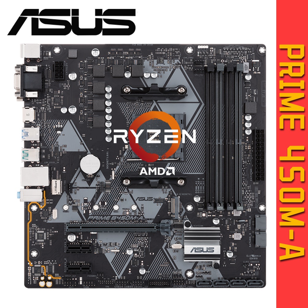 PREORDER ASUS PRIME B450M-A Motherboard Chip Slot AMD AM4 Memory 4×DDR4 DIMM 128G B450 Micro ATX Motherboard for Ryzen 5 5600G 5500 CPU