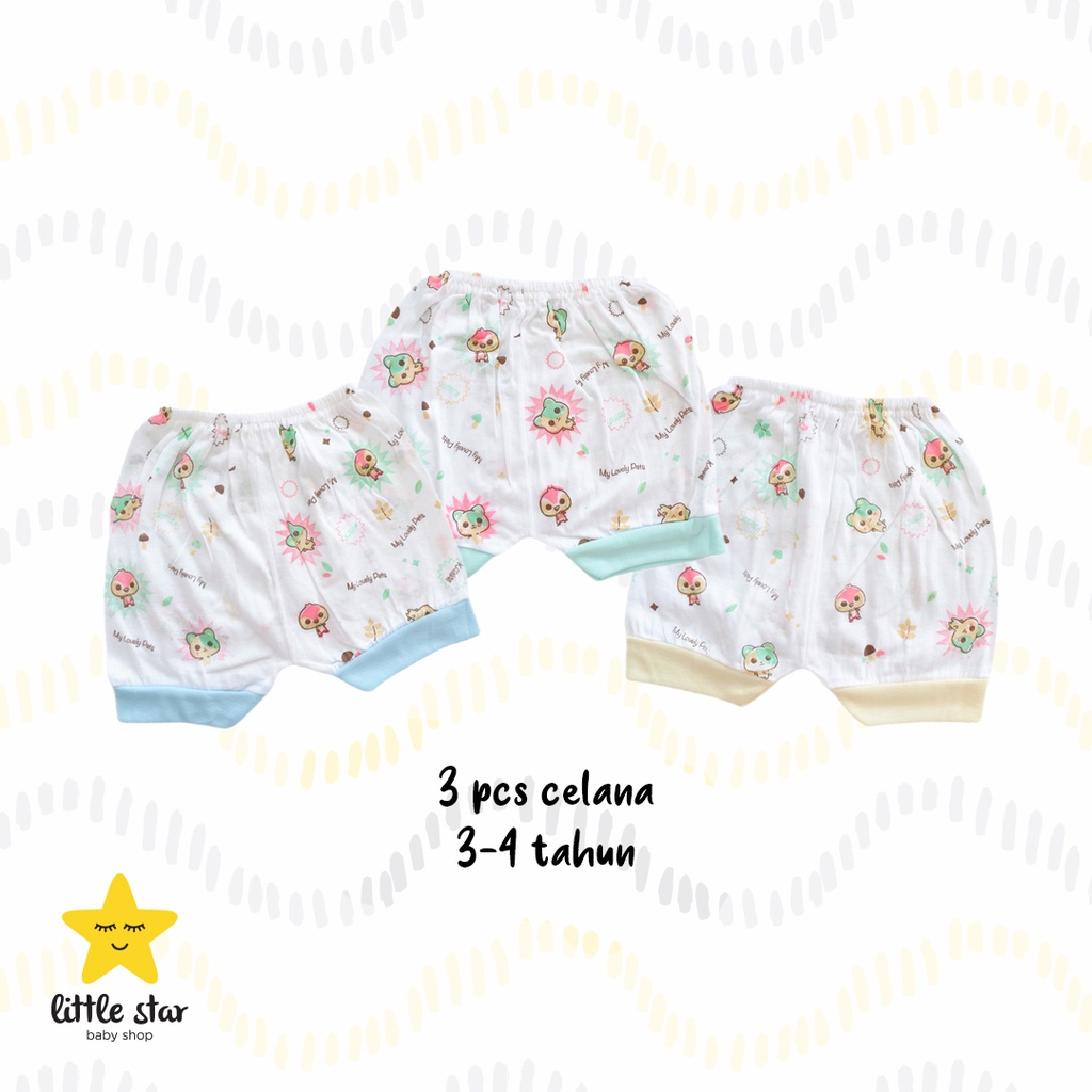 ISI 3 PCS Celana Pendek Anak Cewek Cowok Motif