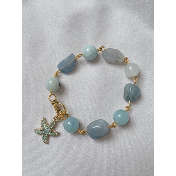 Jennis aquamarine stone bracelet. gelang wanita aquamarine stone warna biru